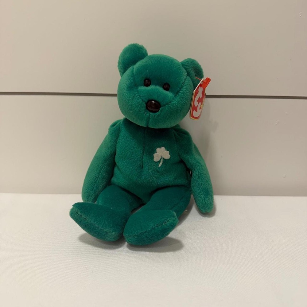 Ty Beanie Baby Erin the Bear St Patricks Day Green Shamrock Plush 1997 Tag Error